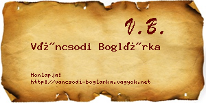 Váncsodi Boglárka névjegykártya